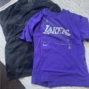 Bulk Nike Mens Purple Lakers T-Shirt and Under Armor Shirt